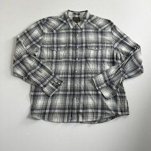 Lucky Brand Mens Saturday Stretch Button Up Shirt Plaid Pearl Snap Western Sz XL